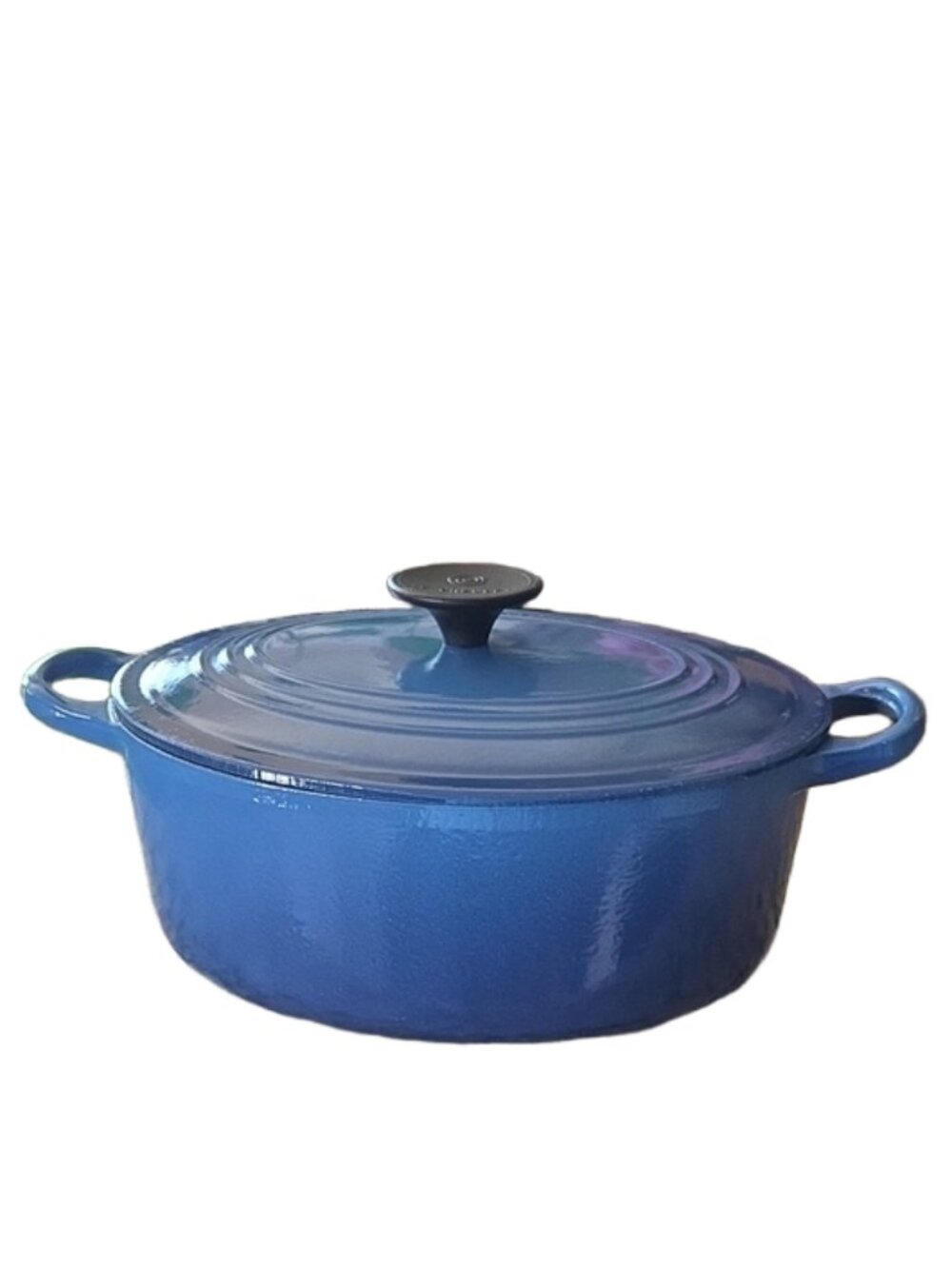 Le Creuset #25 Marseille Blue Enameled Cast Iron Oval Dutch Oven & Lid - France